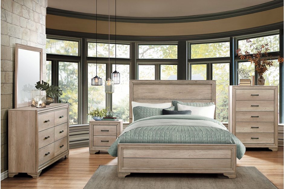 Bedroom set in a sunny room